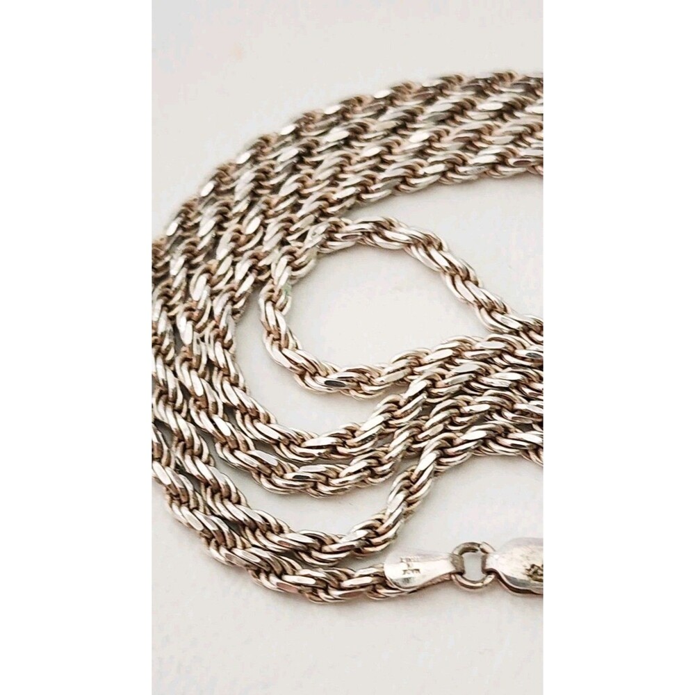 BY ITALY MENS 925 STERLING SILVER ROPE BRAID CHAIN NECKLACE 23" 10.70g